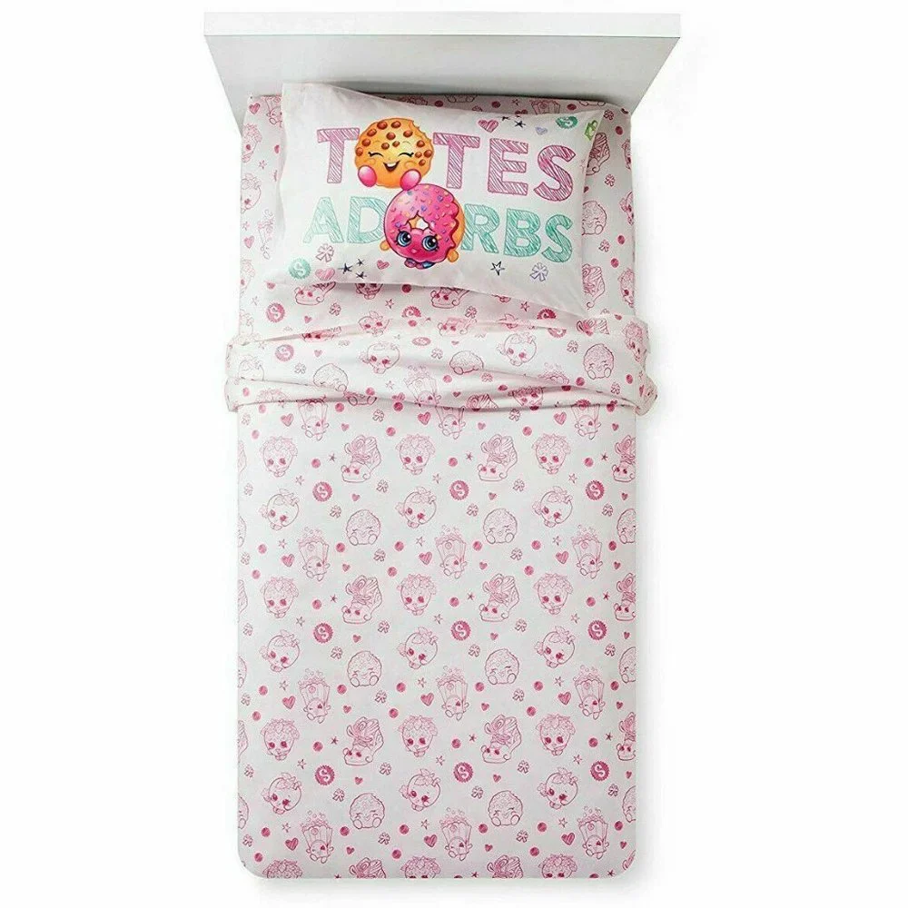 Shopkins Adorbs 3-Pack Sheet Set Twin Pink  White
